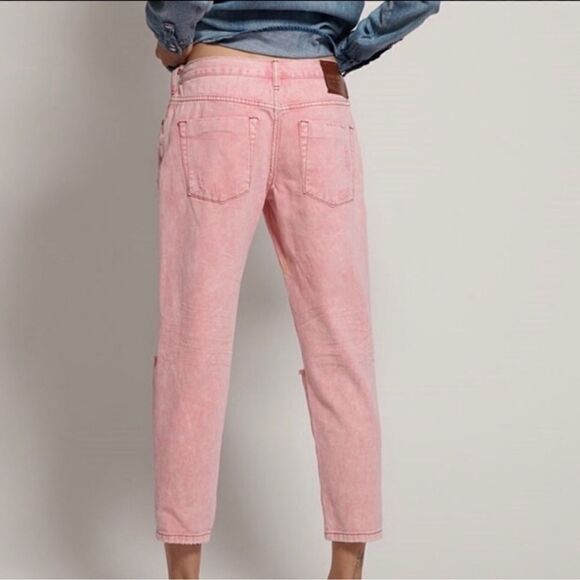 One Teaspoon Evil Eye Pink Awesome Baggies Distressed Knee Straight Leg Jeans 26 - Picture 2 of 7